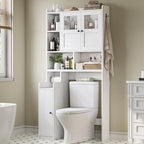 Itaar Over The Toilet Storage Cabinet, Over Toilet Bathroom Organizer with Glass Doors & Toilet Paper Holder Stand, Home Space-Saving Toilet Rack, for Bathroom, Restroom, Laundry(White) by Itaar