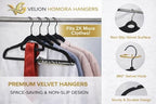 Non-Slip Clothes Hangers Set – Slim Velvet Coat Hangers with Swivel Hooks – Space-Saving Shirt, Dress & Jacket Hangers for Closet Organization (30, Black) - Image 3