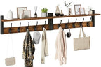 47.2" Coat Rack Wall Mount with Shelf and 10 Hooks, Rustic Brown UHWS004H-2 by High-qualityhomefurnishing