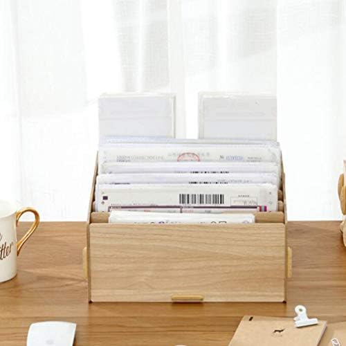 YARNOW Wooden Office Supplies Storage Box 12.59X10.43X4.33 Inch Vintage Desktop Organizer with Compartments for Home Bedroom and Office Use - Image 6