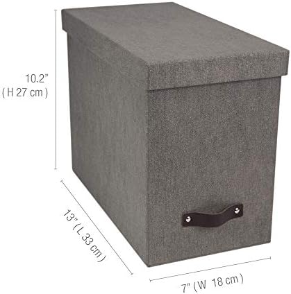 Bigso John Desktop File Box - Storage Solution and Document Organizer for Important Paperwork - Durable Hanging File Box with a Lid and Leather Handle - 7.36 in x 13.26 in x 10.51 in - Grey - Image 3