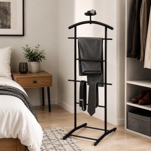 KB Designs - Suit & Tie Freestanding Valet Stand Clothing Organizer Rack, Black by KB+Designs