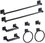 Matte Black Bathroom Hardware Set 8 Pieces,Towel Bar Set Stainless Steel Wall Mounted, Includes 23.6In Hand Towel Bar, Towel Ring, Robe Towel Hooks,Toilet Paper Holder, Bathroom Towel Rack Set by bluebyrne