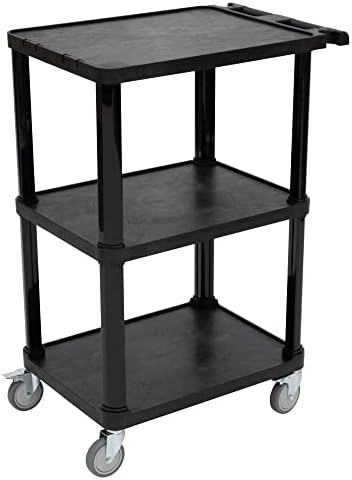 Pearington 3-Tier Compact Multi-Purpose Plastic Utility Cart with Lockable Wheels up to 300LBS, Black by Pearington