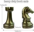 jinhuoba Decorative Bookends Chess Bookends, Aeneous Heavy Book Ends Stopper, Modern Book Ends for Shelves Office Home Desk Bookrack, 7"(L) x4(W) x7(H), 1Pair/2Piece - Image 7
