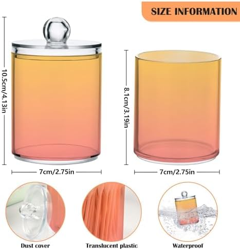 4 Pack Qtip Holder Dispenser with Lids,Orange Gradient Storage Containers,Bathroom Canisters Organizer for Cotton Ball,Cotton Swab,Cotton Round Pads,Floss 21214696 - Image 2