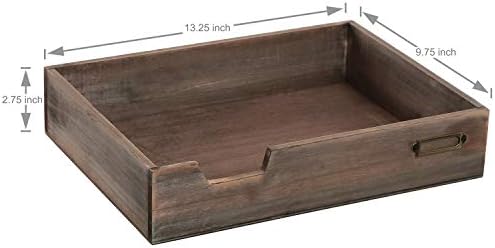 MyGift Set of 2 Vintage Distressed Finish Brown Wood Stackable Office Desktop Document Letter Paper Tray - Image 5