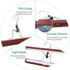 TOPIA HANGER 24 Pack Wooden Pants Hangers, Hair Extension Hangers Non Slip Skirt Hanger Wood Clamp with Velvet Padded 360° Swivel Hook for Jeans, Skirts, Trousers, Wigs Cherry CT68M - Image 6