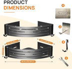 Gun Grey Adhesive Corner Shower Caddy 2-Pack, Triangular Shelves - Image 2