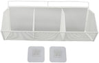 3 Grid Wall Mount Storage Basket Wall Mounted Wire Mesh Organizer Mounted Storage Bin No Drill Strong Adhesive Holds 11 lbs Each Basket for Kitchen Bathroom Laundry Room (White) - Image 6