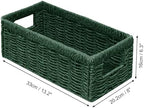 Vagusicc Wicker Storage Basket, Set of 2 Hand Woven Wicker Baskets for Organizing with Handles, Decorative Small Storage Bins for Countertop Toilet Paper Basket for Toilet Tank Top Shelves, Green - Image 2