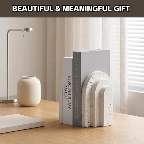 Decorative Bookends for Shelves, Heavy Duty Resin Book Stoppers for Books - Image 5