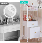 HapiRm Rolling Makeup Cart Organizer - Floor Skincare Make Up Storage with 2 Non-woven Fabric Drawers, Vanity Organizer Cosmetic Display Cases Holder for Skin Care Perfume Nail Polish Brush Hair Tool - Image 2