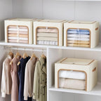 Yecaye 3-Pack 66L Clothes Storage Bins, Storage Bags for Clothes, Beige - Image 2