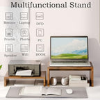 TEAMIX 2-Pack Monitor & Laptop Stand Riser, Wood High-Low Dual Monitor Set - Image 5