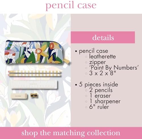 kate spade new york Pen and Pencil Case with Office Supplies, Zip Pouch Includes 2 Pencils, Sharpener, Eraser, and Ruler, Paint by Numbers - Image 5