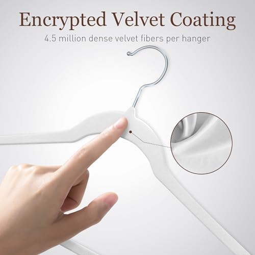Velvet Hangers 200 Pack, 17.5" Non-Slip Clothes Hangers, White - Image 3