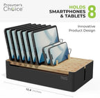 Prosumer's Choice Bamboo Charging Station for Multiple Devices - Wood Device Dock, Organizer Suitable Apple & Android Cell Phone, Tablet, iPad Cables Not Included, Metal & Bamboo Black - Image 4