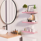 BAYKA Pink Floating Shelves 15.7in, Set of 3, Wall Mounted for Wall Decor - Image 2