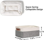 DULLEMELO Small Storage Baskets 6 Pack, Fabric Collapsible Gift Storage Baskets for Shelves, Closets, Nursery, Home, Office Organizing,Small Canvas Linen Rectangular Storage Bins (6-Pack, White&Grey) - Image 4