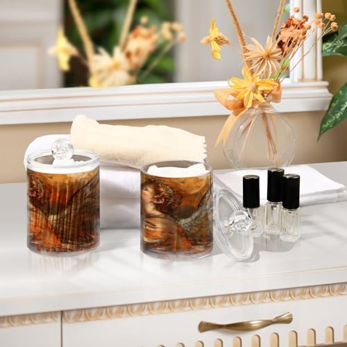 4 Pack Qtip Holder Dispenser with Lids, Angel Prayer Painting Plastic Storage Containers,Bathroom Canisters Organizer for Cotton Ball, Cotton Swab, Cotton Round Pads, Floss 21218383 - Image 6