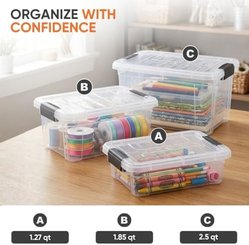 Superio 2.5 Quart Clear Plastic Storage Boxes with Lids, Stackable Organizer Containers, BPA-Free Storage Bins for Home, Office, School & Dorm, 12 Pack - Image 5