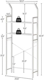 YATINEY 2-Tier Over The Toilet Storage, Multifunctional Vertical Over Toilet Bathroom Organizer, Freestanding Bathroom Storage Shelves with Hooks, Bathroom Organizer, Rustic Brown and Black TR01WT - Image 3