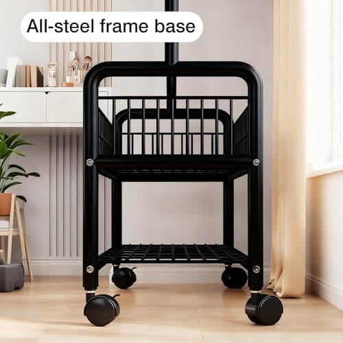 MYUPDALIN Rolling Metal Clothes Rack with Shelves & Storage Basket, Black - Image 5