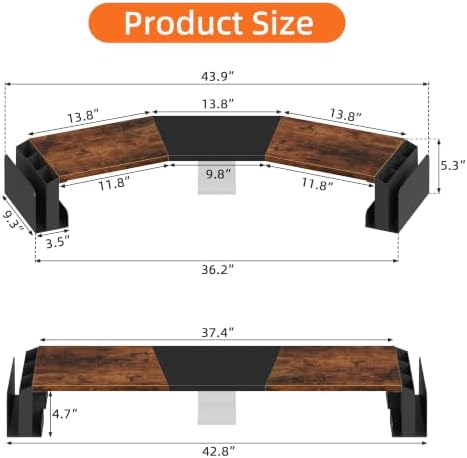 WESTREE Dual Monitor Stand Riser with Pen Holder, Computer Monitor Riser with Adjustable Angle and LED, Desktop Monitor Stand Riser Storage Organizer - Image 7