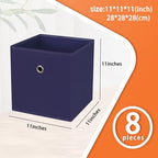 Foldable Storage Cubes Bins ,11 Inch Cloth Storage Cube Fabric Storage Box Cubes Organizer Baskets with Dual Handles for Home Organizer Set of 8 (Navy Blue) - Image 2