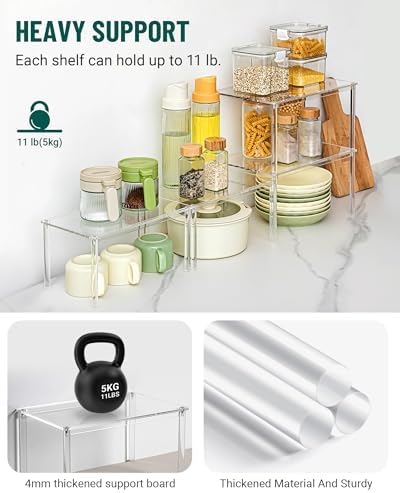 Acrylic Cabinet Organizer Set of 2, Stackable Spice Rack for Kitchen - Image 3