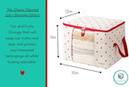 Chaos Cleared Canvas Storage Bags Designer Organizer 2 Pack – Seasonal Storage for Sweaters, Blankets, Linens & Garments – Foldable Design with Zip & Window (Strawberry Print) - Image 5