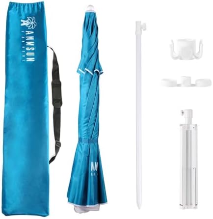 AMMSUN Shade Umbrella, Premium Portable Umbrella with Stand, 6.5ft Lightweight Free Standing Canopy for Sporting Games, Adjustable Instant Sun Protection and Easy to Carry, Light Blue - Image 6