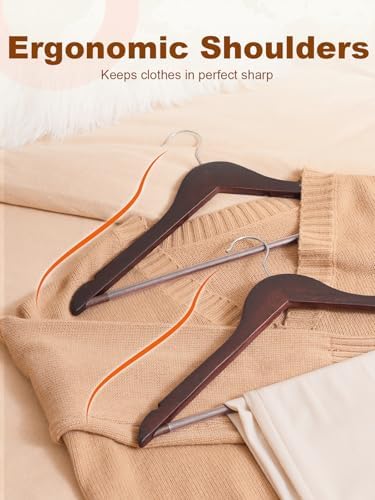 HOUSE DAY Cherry Wooden Hangers 20 Pack, Solid Wood Coat Hangers for Closet - Image 6