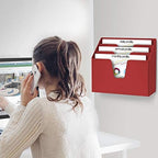 Acrimet Horizontal Triple File Folder Organizer Sorter, Letter Size, Red - Image 4