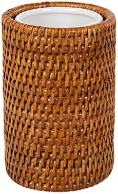 KOUBOO La Jolla Rattan Bathroom Tumbler and Toothbrush Holder (10fl.oz.), Honey-Brown by KOUBOO