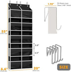 SpaceAid Extra Large Over The Door Organizer with 10 Large Pockets and 10 Mesh Side Pockets, 5 Layers Door Organizer Hanging with Clear Window for Bedroom, Bathroom, Pantry and Nursery, Black - Image 2