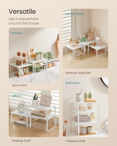 SONGMICS Cabinet Organizer Shelf, Set of 3 Spice Rack, Kitchen Storage - Image 5