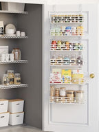 Over the Door Pantry Organizer - 6 Tier Adjustable Pantry Organization and Storage, Hanging Basket Wall Seasoning Shelves, Home & Kitchen Bedroom Bathroom, White by Unknown