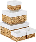 Vagusicc Wicker Storage Basket, 5 Pack Baskets for Organizing, Water Hyacinth Storage Baskets, Rectangular Wicker Baskets for Storage Shelves, Cube Storage Bins For Closet/Clothes/Dresser by Vagusicc