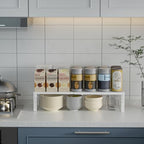 Expandable Spice Rack Kitchen Cabinet Shelf Organizer, Stackable Storage Shelves Racks, Adjustable Counter Shelving for Cabinets, Countertop, Cupboard,Pantry and More(3Packs/White/Large) - Image 2