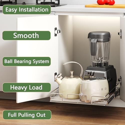 Pull Out Cabinet Organizer 19½" W x 21½" D, Heavy Duty Cabinet Pull Out Shelves, Slide Out Drawers Organization for Kitchen Cabinets Bathroom - Image 2