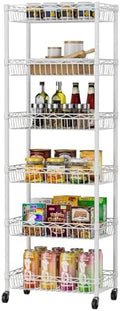Golpart Basket Shelves Closet Rack with Wheels Metal Pantry Wire Shelf Unit by Golpart