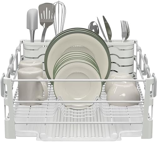Simple Houseware Dish Drying Rack, White - Image 2