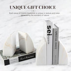 Koville Marble Bookends for Shelves, Large Bookends for Heavy Books, Natural Stone Book Stopper for Books CD Movies, Aesthetic Decorative Book Ends (Golden Calacatta) - Image 4