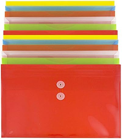 JAM PAPER Plastic Envelopes with Button & String Tie Closure - Legal Booklet - 9 3/4 x 14 1/2 - Assorted Primary Colors - 12/Pack by JAMPaper