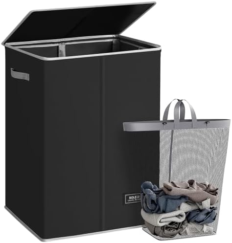 SOLEDI 130L Laundry Hamper with Lid, Large Collapsible Laundry Basket by SOLEDI