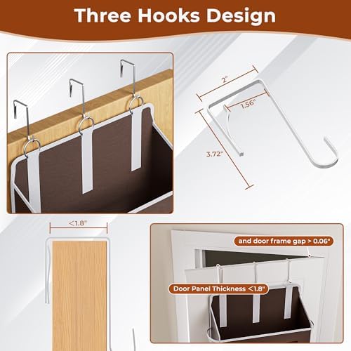 2 Pack 5 Tier Over the Door Organizer for Bathroom, Bedroom, Pantry, Brown - Image 4