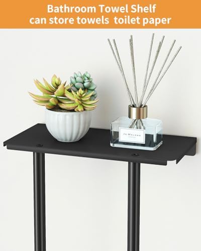 Towel Racks for Bathroom, Bathroom Towel Rack Wall Mounted with 2 Tiers Rolled Towel Holder, Towel Storage can Holds 3 Large Rolled Towels, Black - Image 4