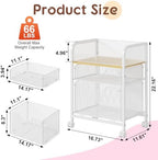 Yociyoga 3 Tier Rolling Cart with Drawers,Pantry Storage Cart with Wheels,Under Desk Storage Cart for Small Space,Pantry Floor Organizers and Storage,Metal Load-Bearing Utility Craft Cart,White - Image 6